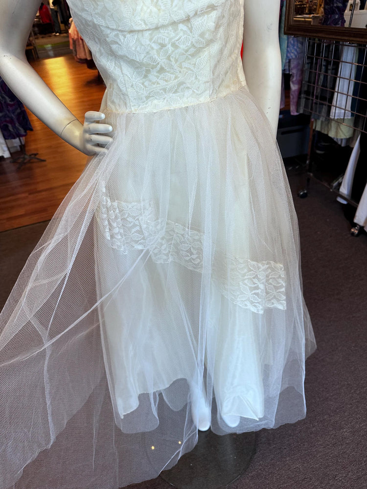 1950s Tulle and Satin Wedding Tea Dress as is