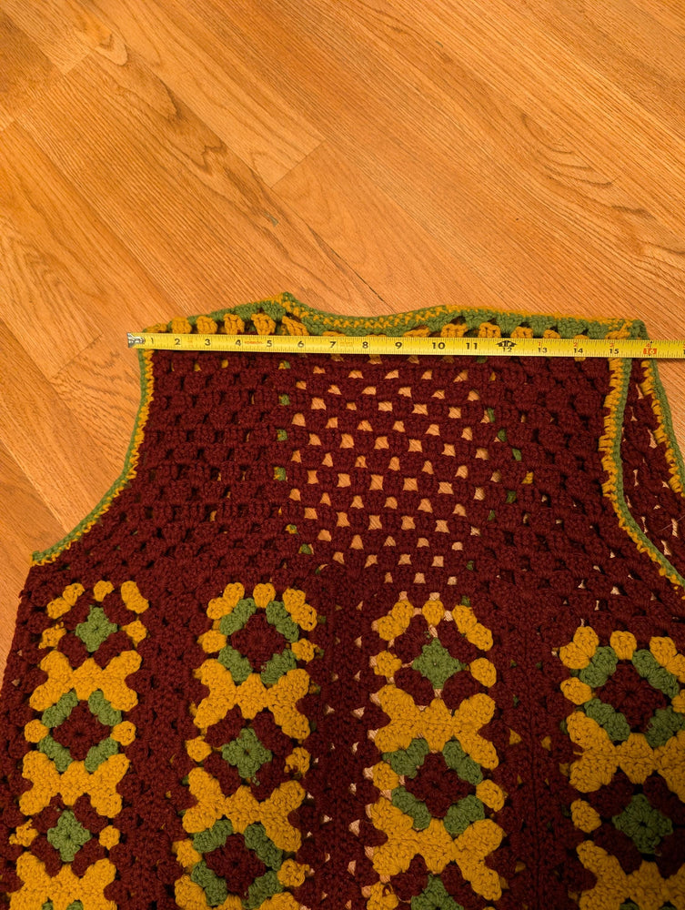 70s granny square knit vest size fits size XS to XL