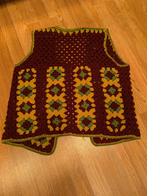 70s granny square knit vest size fits size XS to XL