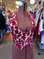 1970's Nude Flocked Velvet Floral Vest.