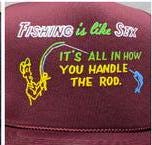 Mature Deadstock Vintage Trucker cap hat Funny Novelty Fishing is Like Sex Adult Risque 18+