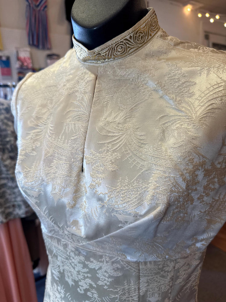 1960's White Embroidered Silk Cheongsam As Is