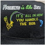 Mature Deadstock Vintage Trucker cap hat Funny Novelty Fishing is Like Sex Adult Risque 18+