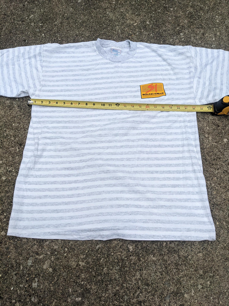 90s Deadstock Striped T-Shirt Zack Morris style Sound Ideas XL