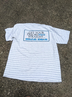 90s Deadstock Striped T-Shirt Zack Morris style Sound Ideas XL