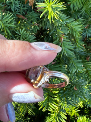 Vintage Smoked Quartz 1/20 K Gold Filled Cocktail Ring