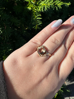 Vintage Smoked Quartz 1/20 K Gold Filled Cocktail Ring