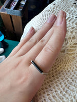 Vintage Sterling Silver Modernist Bar Onyx Ring Size 9