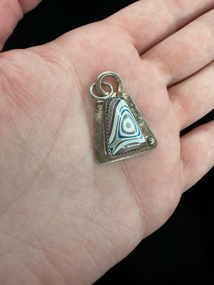 Silver Handmade Fun and Shiny Fordite Pendant