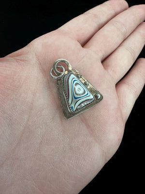 Silver Handmade Fun and Shiny Fordite Pendant