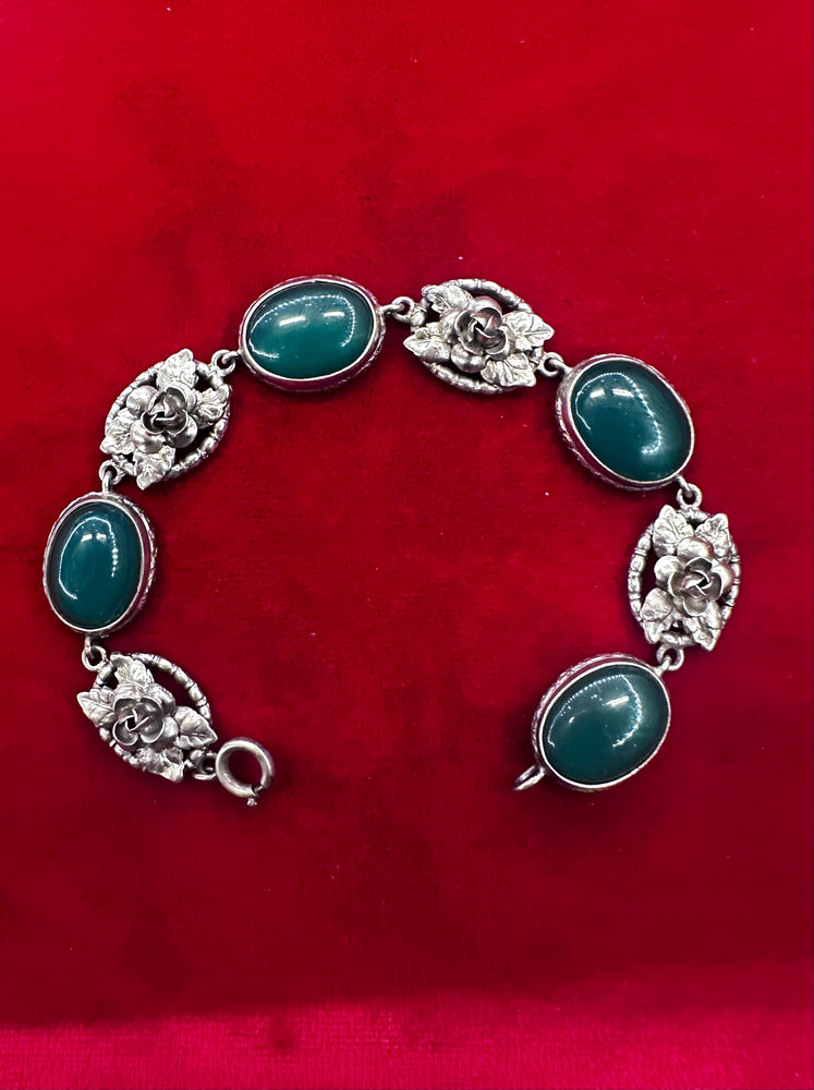 Vintage signed Peruzzi Boston Sterling Silver Chalcedony Bracelet