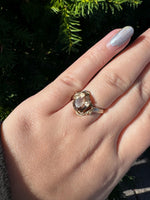 Vintage Smoked Quartz 1/20 K Gold Filled Cocktail Ring