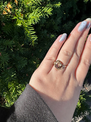 Vintage Smoked Quartz 1/20 K Gold Filled Cocktail Ring