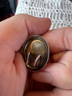 Vintage Sterling Silver White and Red Glass Cameo Pendant Slide