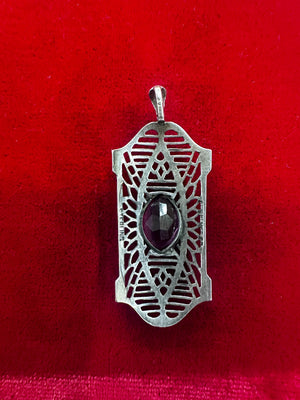 Sterling Silver Vintage Art Deco Amethyst Filigree Pendant