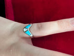 Vintage Zuni Navajo V Inlay Turquoise Ring Unmarked