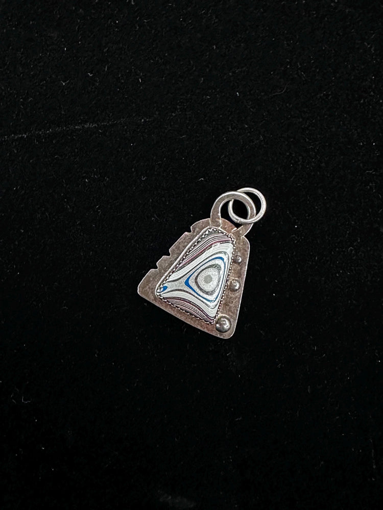 Silver Handmade Fun and Shiny Fordite Pendant