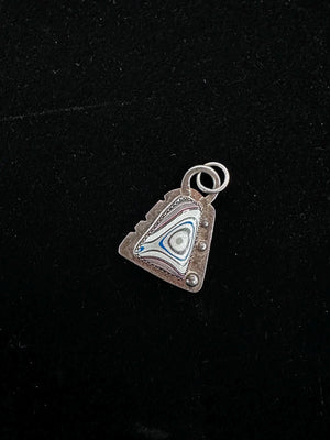 Silver Handmade Fun and Shiny Fordite Pendant