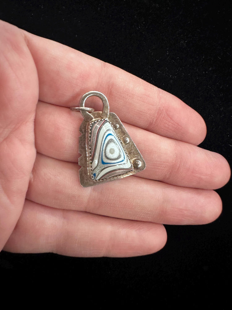 Silver Handmade Fun and Shiny Fordite Pendant