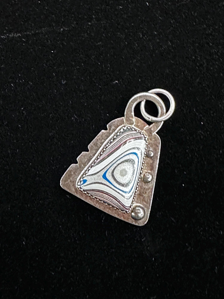 Silver Handmade Fun and Shiny Fordite Pendant