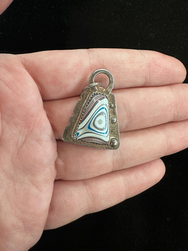 Silver Handmade Fun and Shiny Fordite Pendant