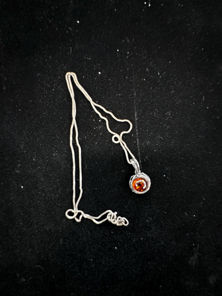 Sterling Silver Baltic Amber Necklace