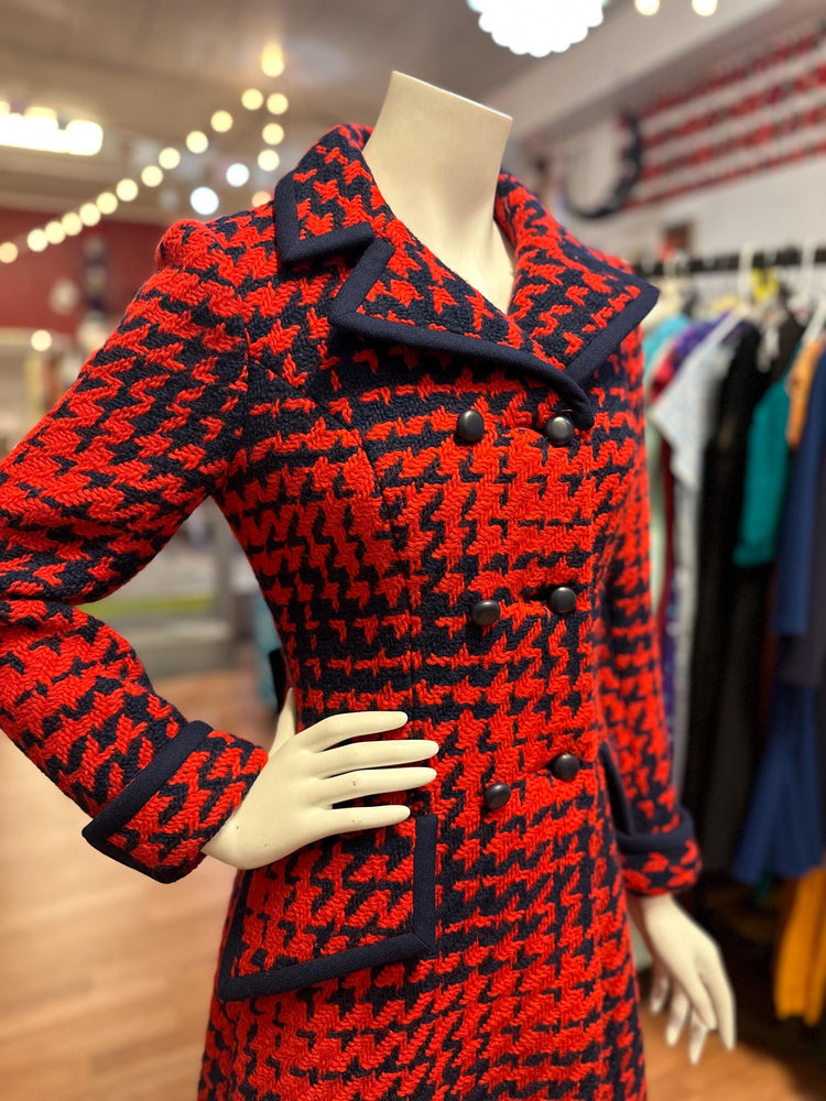 1960's Twee Cain Sloan Co Vintage Houndstooth Peacoat