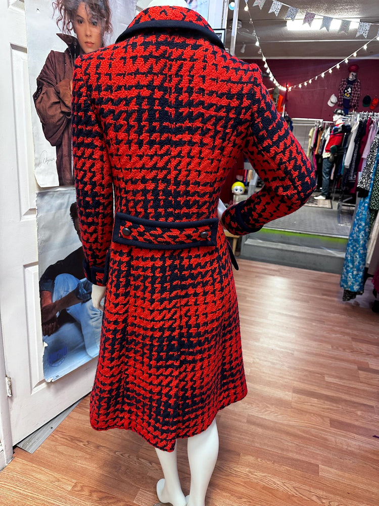 1960's Twee Cain Sloan Co Vintage Houndstooth Peacoat