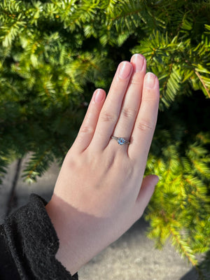 Sterling Silver Art Deco Setting Aquamarine Size 8 Ring