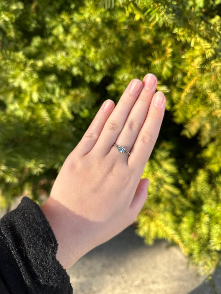 Sterling Silver Art Deco Setting Aquamarine Size 8 Ring