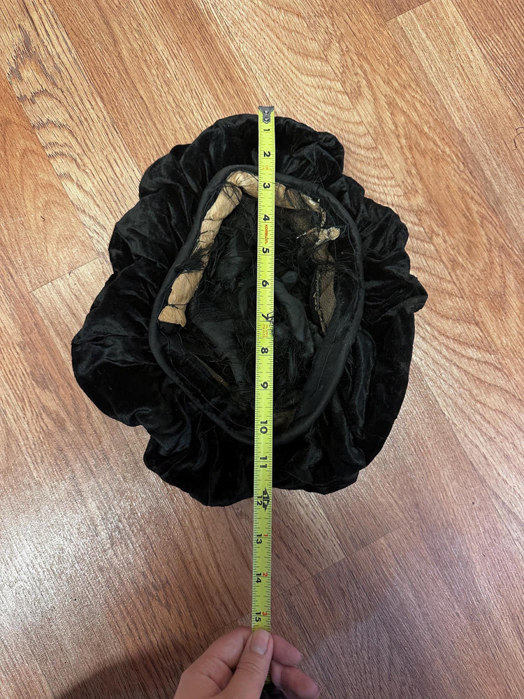 Victorian Black Velvet Pouf Hat for restoration or study AS IS