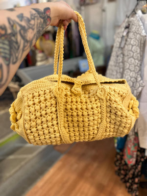 Huge Hand Crocheted Duffle Tote Bag Vintage SALE