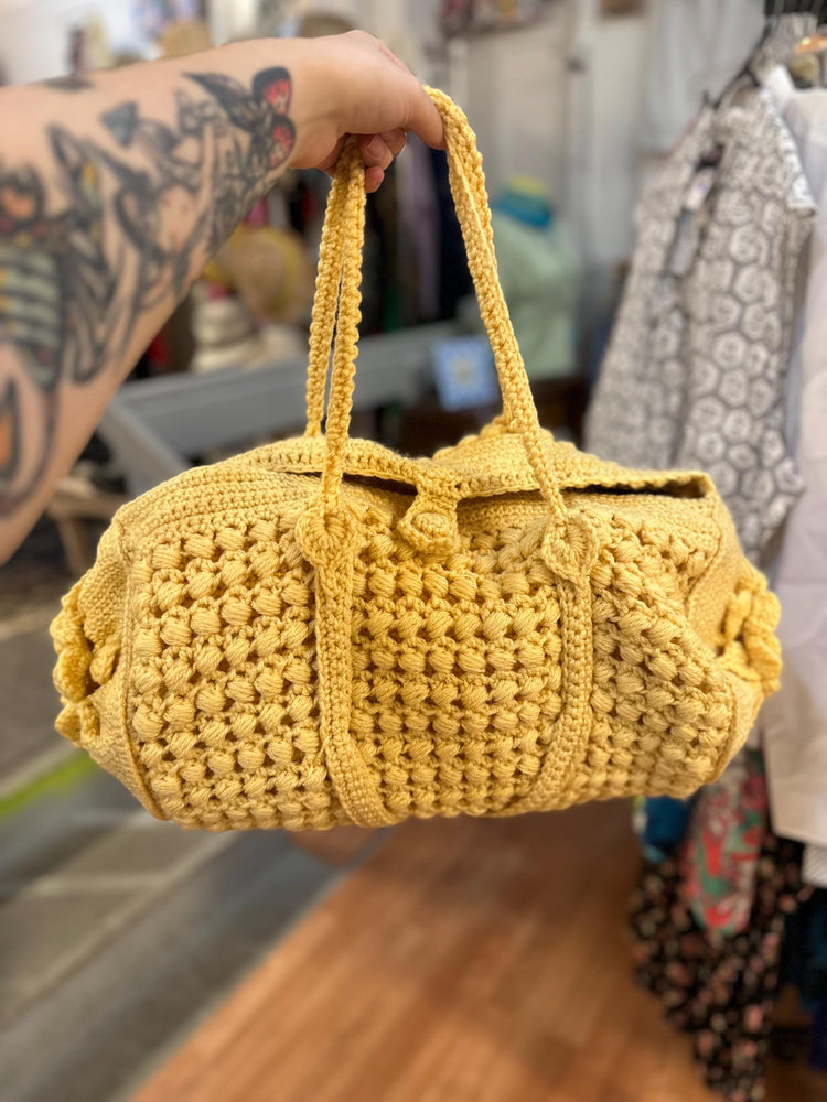 Huge Hand Crocheted Duffle Tote Bag Vintage SALE