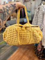 Huge Hand Crocheted Duffle Tote Bag Vintage SALE