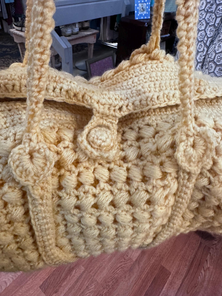 Huge Hand Crocheted Duffle Tote Bag Vintage SALE