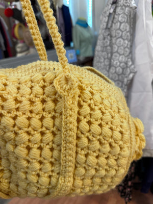 Huge Hand Crocheted Duffle Tote Bag Vintage SALE