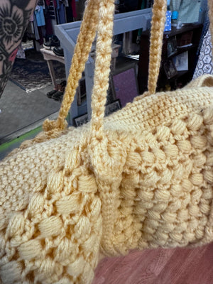 Huge Hand Crocheted Duffle Tote Bag Vintage SALE