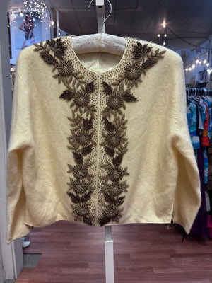 1950's Vintage Chen Sisters Hand Beaded Exquisite Cardigan Jacket