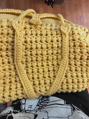 Huge Hand Crocheted Duffle Tote Bag Vintage SALE