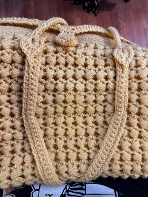 Huge Hand Crocheted Duffle Tote Bag Vintage SALE
