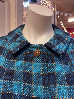 1960's Vintage Blue Plaid Wool Coat Rare Pendleton