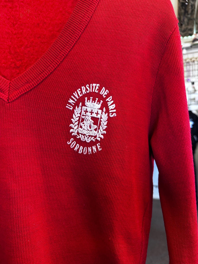 Vintage 1960's/70s University of Paris Universite de Paris V-neck sweater Size Small