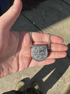 1990s DEADSTOCK VTG Silver Purse Necklace with Hidden Watch