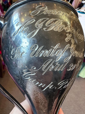 1920's Vintage Antique Jewish Girls Silver Plated Trophy