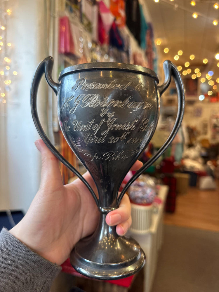 1920's Vintage Antique Jewish Girls Silver Plated Trophy
