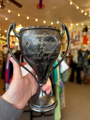 1920's Vintage Antique Jewish Girls Silver Plated Trophy