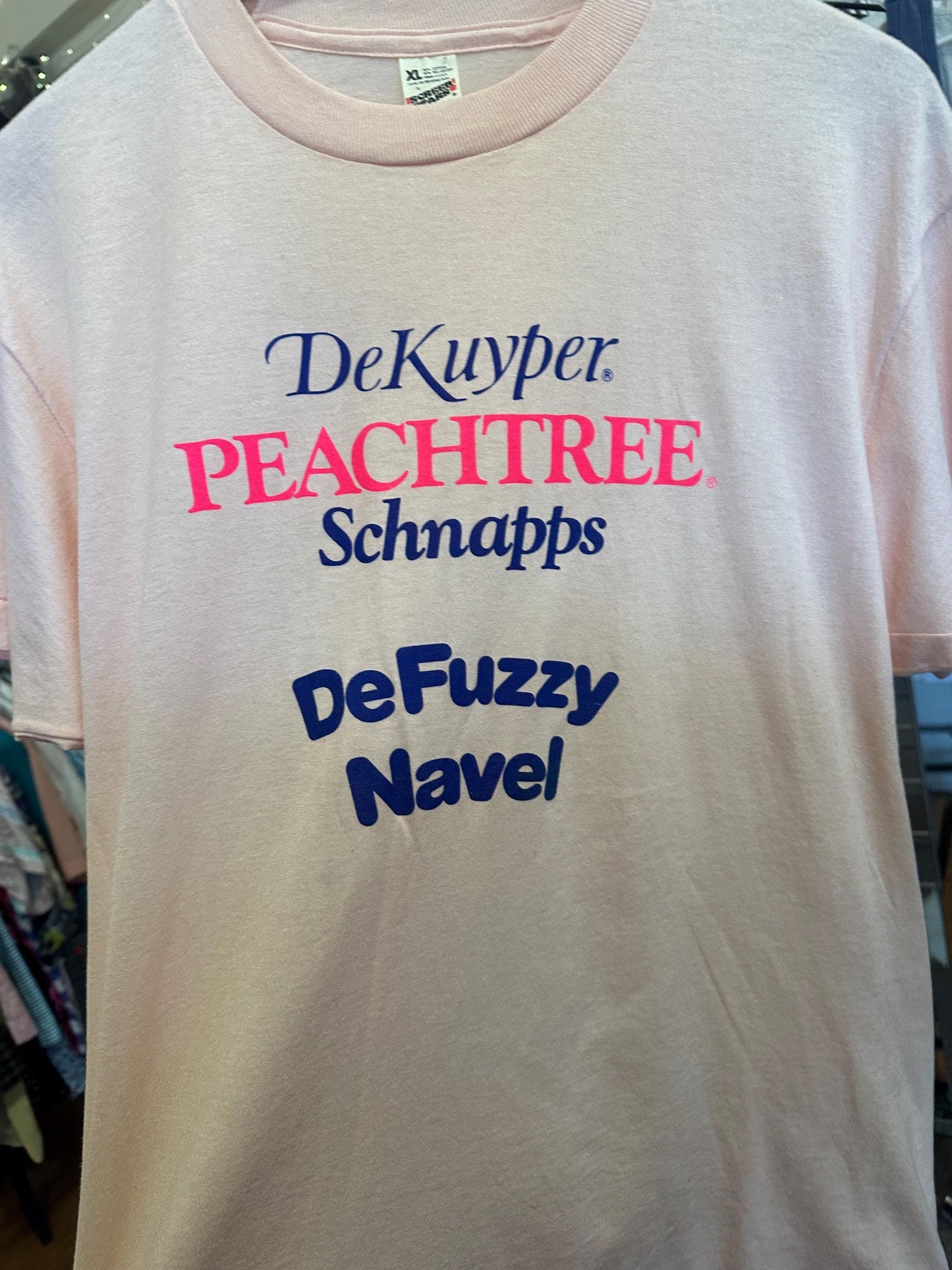 1970's-80's Vintage Single Stitch Weird and Specific Funny Bartender Shirt Dekuyper Peachtree Fuzzy Navel Shot Promotional SALE