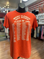 1980 Single Stitch Vintage Michigan Thin Cotton Blend Mount Clemens Highschool T-shirt Size Small