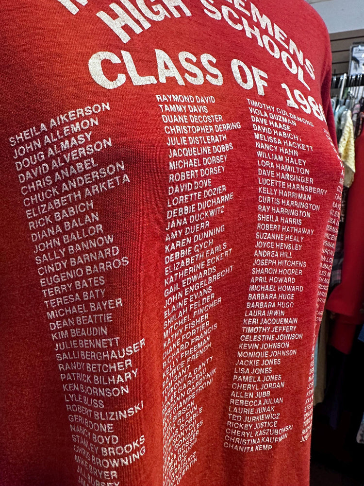 1980 Single Stitch Vintage Michigan Thin Cotton Blend Mount Clemens Highschool T-shirt Size Small