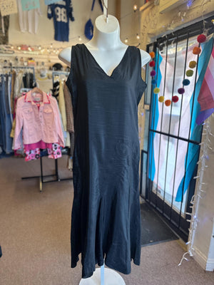 1920s Vintage Antique Flapper  Black Silk Dress Plus Size